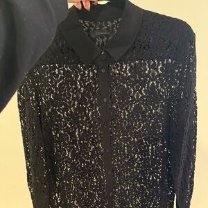 Flowy Lace Button Down Shirt